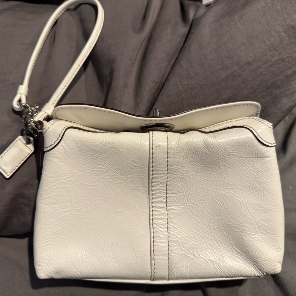 Coach White Leather Wristlet